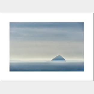 Ailsa Craig through the mist and rain. Firth of Clyde, Scotland. Posters and Art